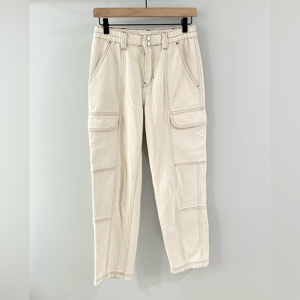 PacSun Elastic Waist Utility Cargo Pants In Bone Size Small - Picture 2 of 6